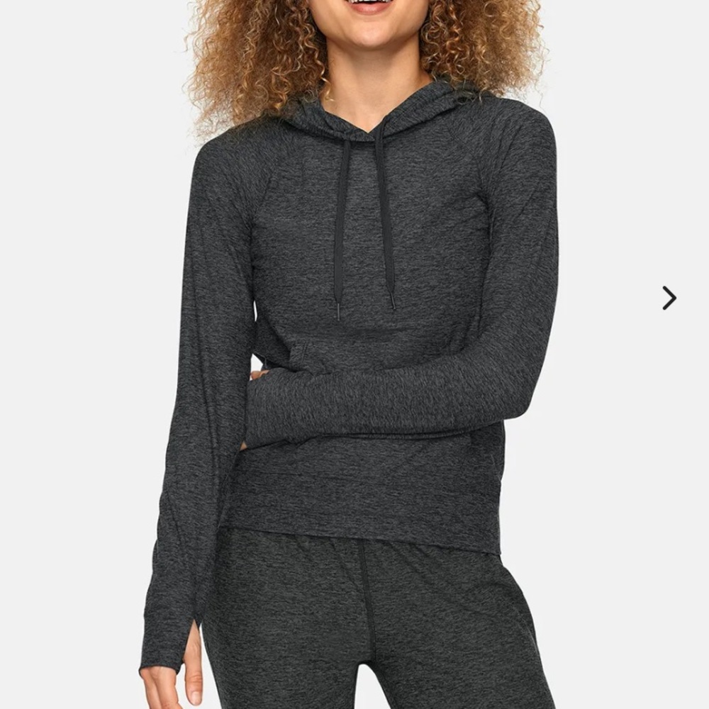 Outdoor Voices CloudKnit Hoodie Heathered Gray Running Pullover Thumb Holes